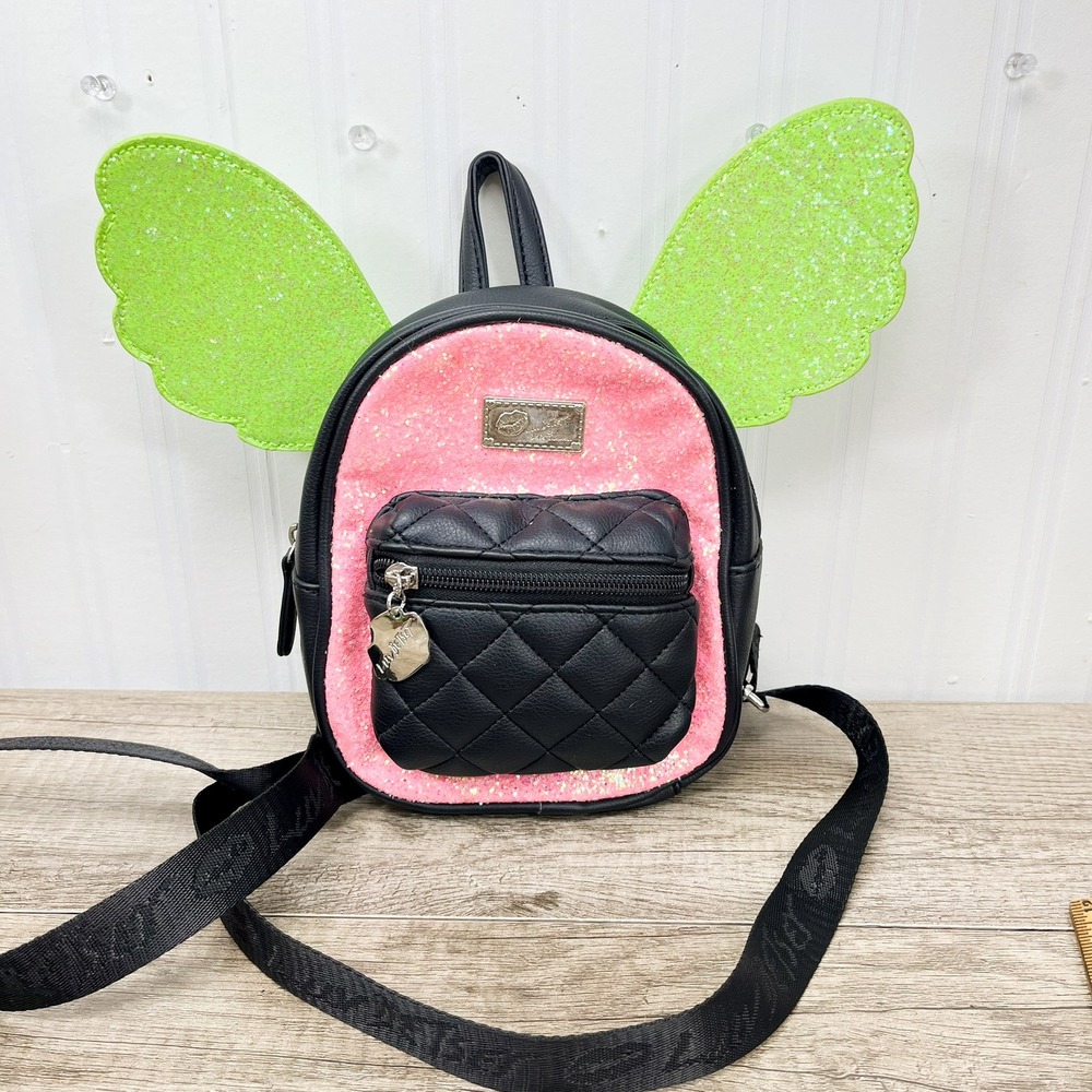 Luv Betsey by Betsey Johnson Mini Backpack Pink Green Glitter Wings Fairy Core
